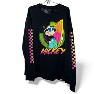 Disney Mickey Mouse Surfer Long Sleeve T Shirt Print Checkered
